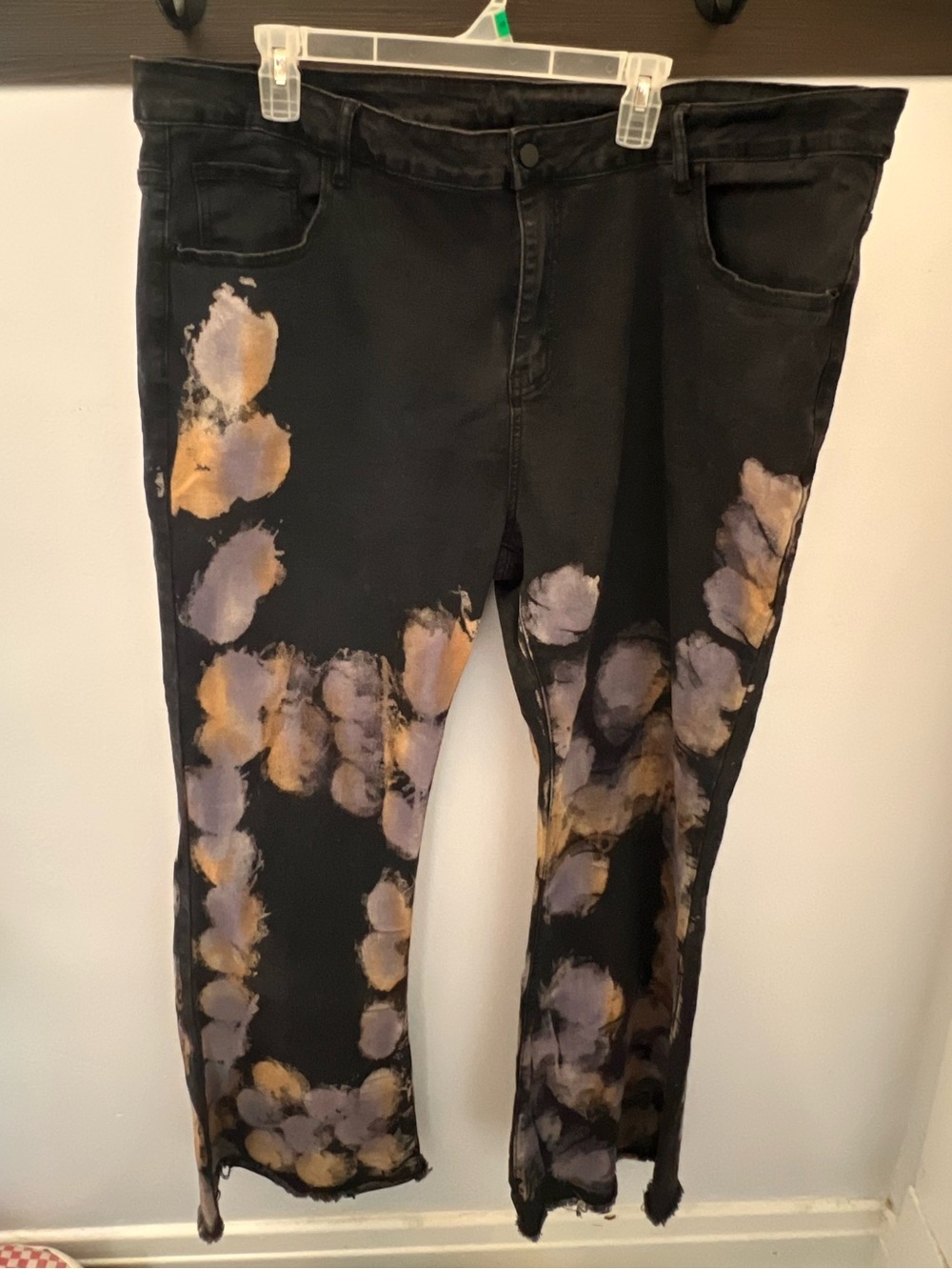 SHEIN Black Jeans with Purple and Gold Tie-Dye Accents